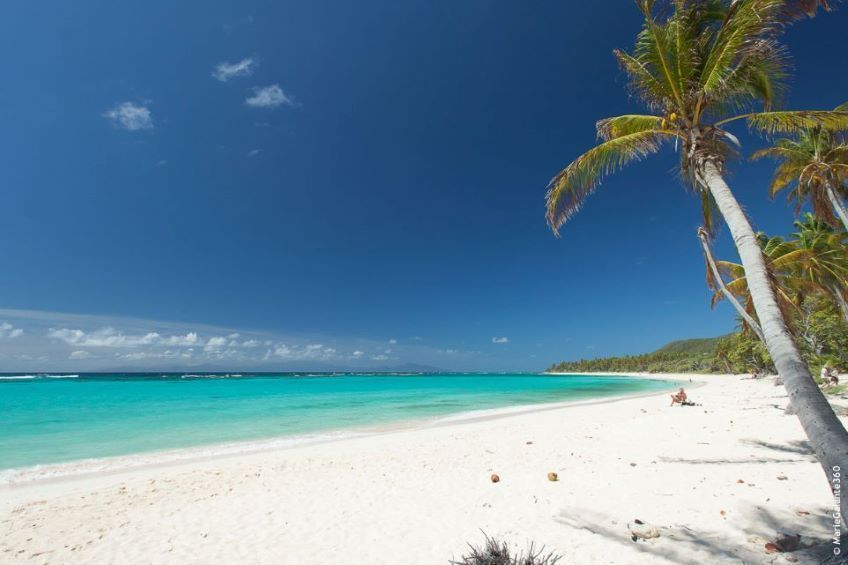 vue sur la plage de la feuillre  Marie Galante en Guadeloupe