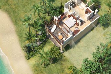 Suite junior front de mer vue de haut perdue dans la jungle tropicale