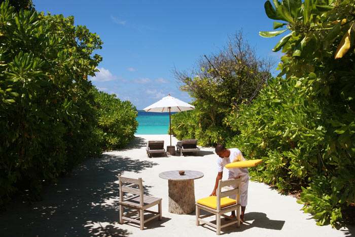 Vue depuis votre Beach Villa, quelques pas seulement mnent tout droit au lagon !