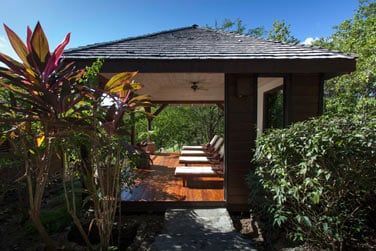 Le spa possde un espace de relaxation enfoui dans la vgtation...