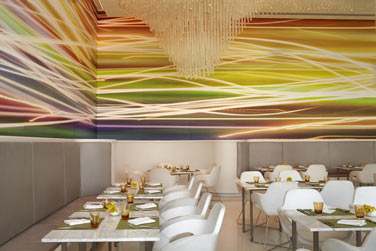 La terrasse du restaurant Origins offre une vue imprenable sur le circuit de formule 1