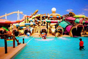 Pour une journe sous le signe du divertissement, rendez-vous au parc aquatique Yas Waterworld !