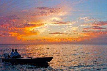 Contemplez un magnifique coucher de soleil sur la mer...