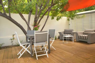 La terrasse du bungalow Baie Rose