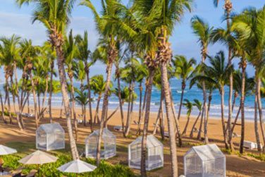 La piscine extrieure avec vue sur la plage