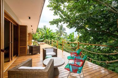 La terrasse extrieure de la villa Jardin 2 chambres