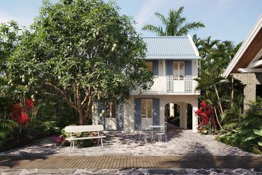 Voici le patio charmant et cosy au Veranda Grand Baie