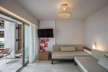 L'espace salon de la chambre Jardin Famille