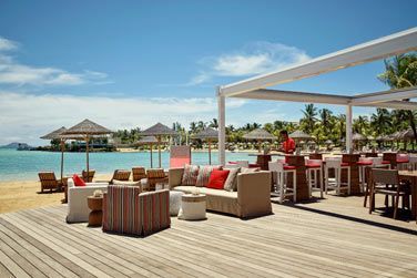 La terrasse du Beach Rouge avec vue sur la mer