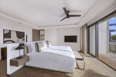 Dcoration pure et sobre au Penthouse luxe disposant d'une vue panoramique sur la mer mauricienne