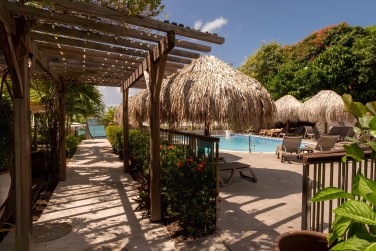 ... � cot� de la piscine