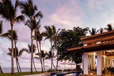 Coucher de soleil sur la terrasse extrieure