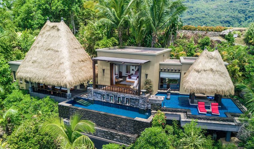 vue aérienne d'une villa à l'hôtel Anantara Maïa