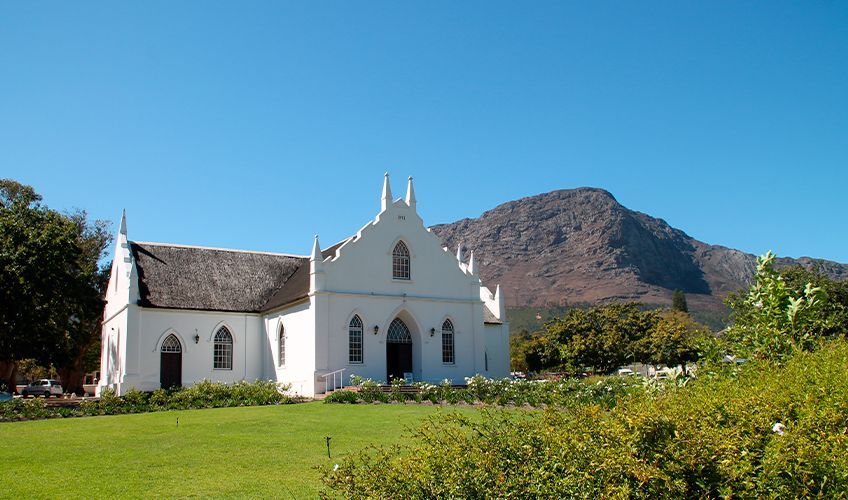 église sur la route des vins en Afrique du Sud