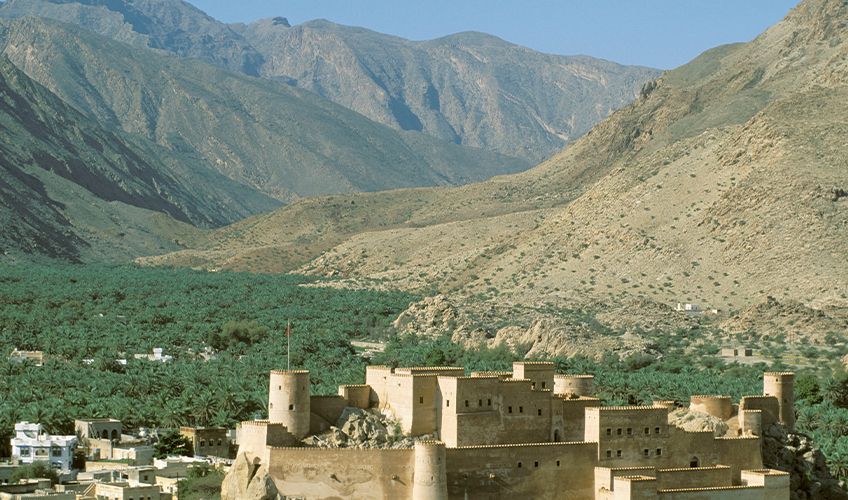 paysage omanais avec un fort