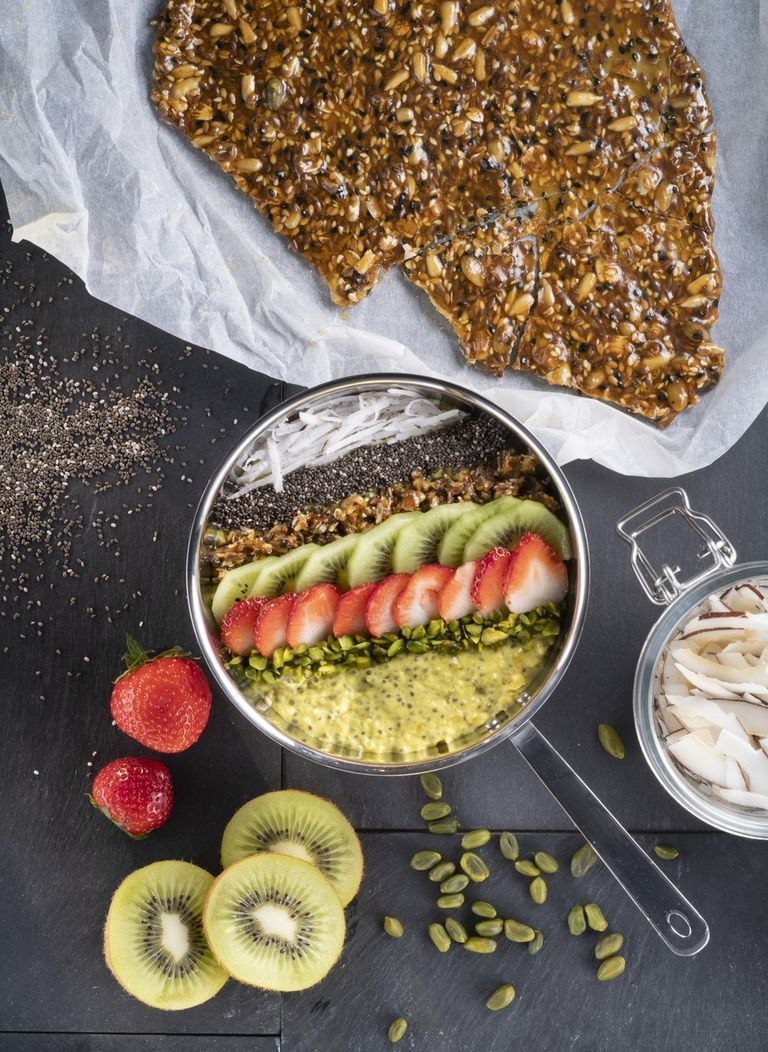 golden coconut milk oatmeal bowl